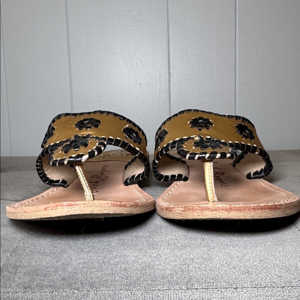 Jack Rogers Signature Spirit Sandals Gold & Black Size 8 - Picture 12 of 16